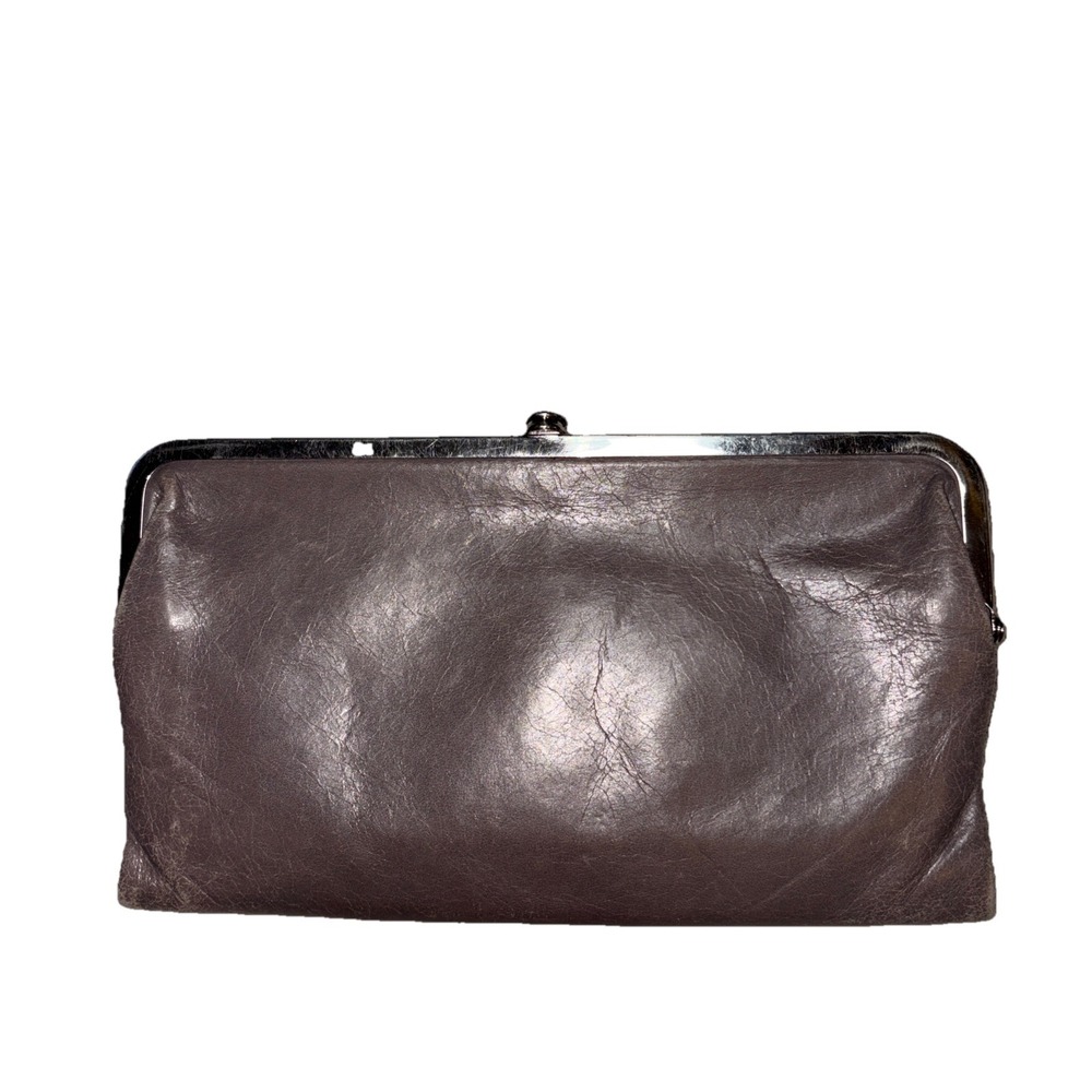 HOBO International Lauren Double‎ Kill-lock Wallet Gray Silver Leather